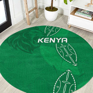 Jamhuri ya Kenya Rugby Round Carpet Kenyan Shield Style - Green Color