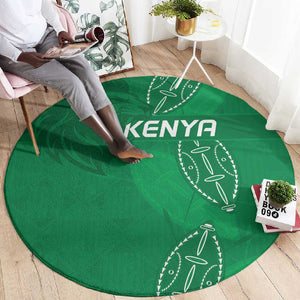 Jamhuri ya Kenya Rugby Round Carpet Kenyan Shield Style - Green Color