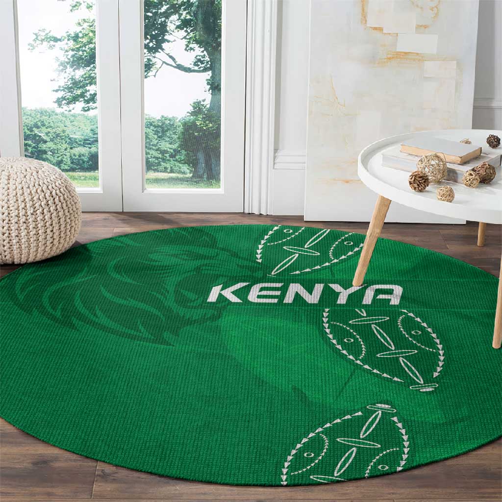 Jamhuri ya Kenya Rugby Round Carpet Kenyan Shield Style - Green Color