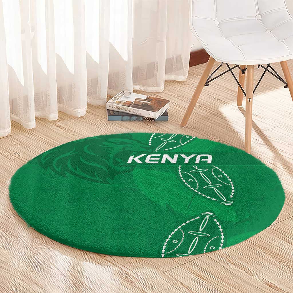Jamhuri ya Kenya Rugby Round Carpet Kenyan Shield Style - Green Color