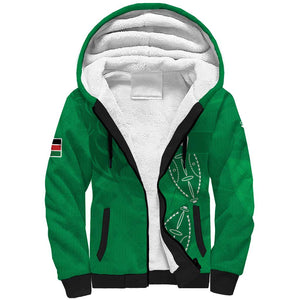 Jamhuri ya Kenya Rugby Custom Sherpa Hoodie Kenyan Shield Style - Green Color