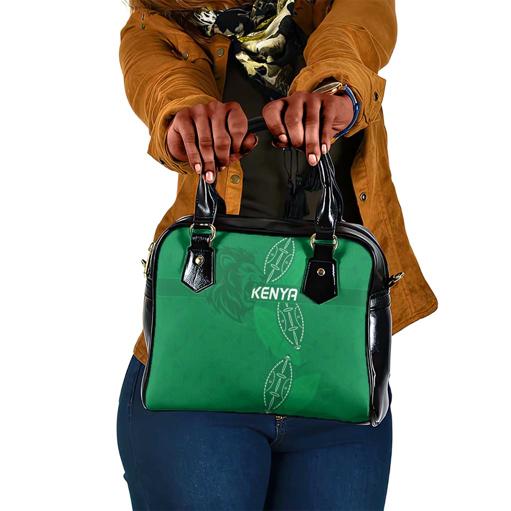 Jamhuri ya Kenya Rugby Shoulder Handbag Kenyan Shield Style - Green Color