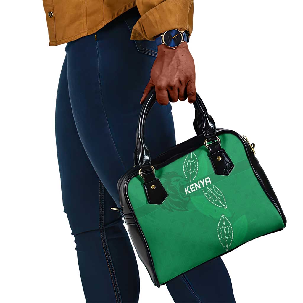 Jamhuri ya Kenya Rugby Shoulder Handbag Kenyan Shield Style - Green Color