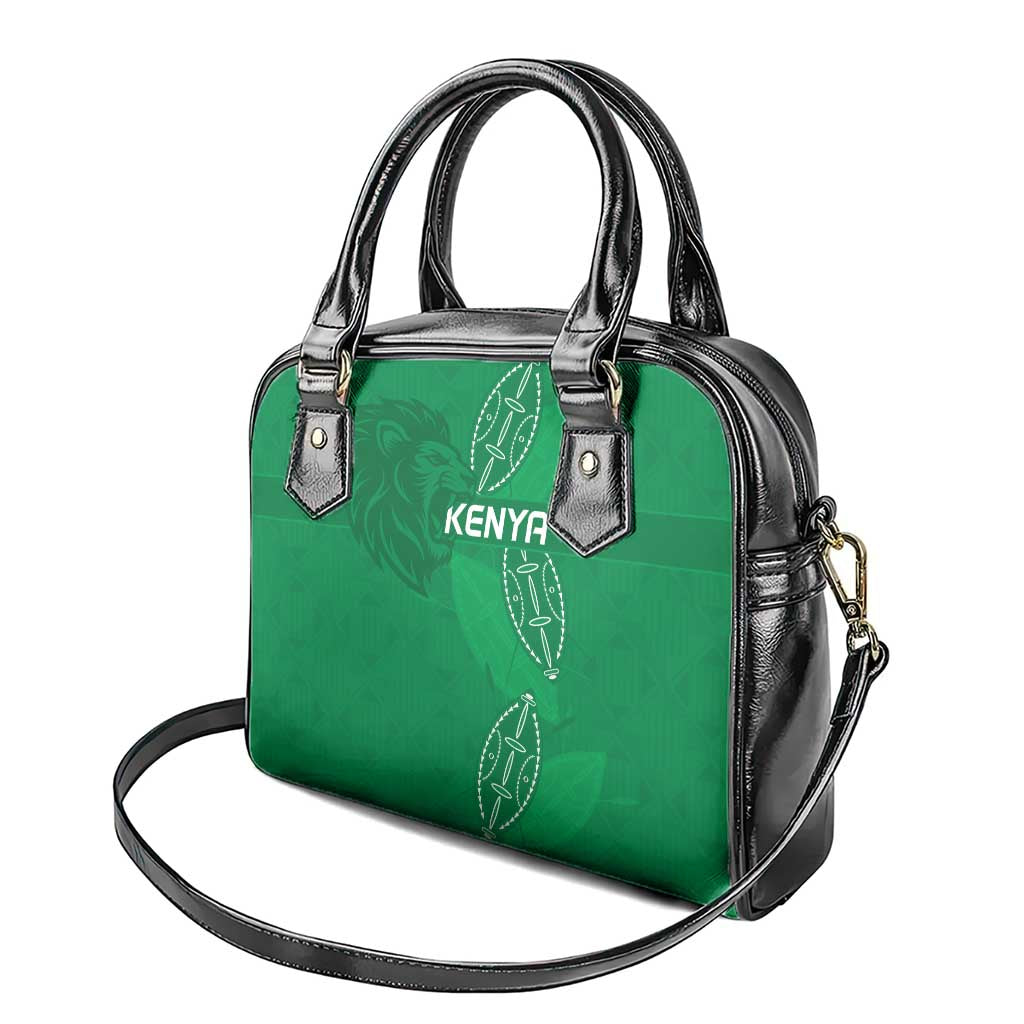 Jamhuri ya Kenya Rugby Shoulder Handbag Kenyan Shield Style - Green Color