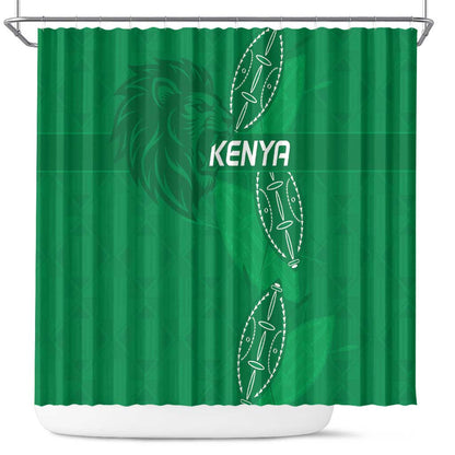 Jamhuri ya Kenya Rugby Shower Curtain Kenyan Shield Style - Green Color
