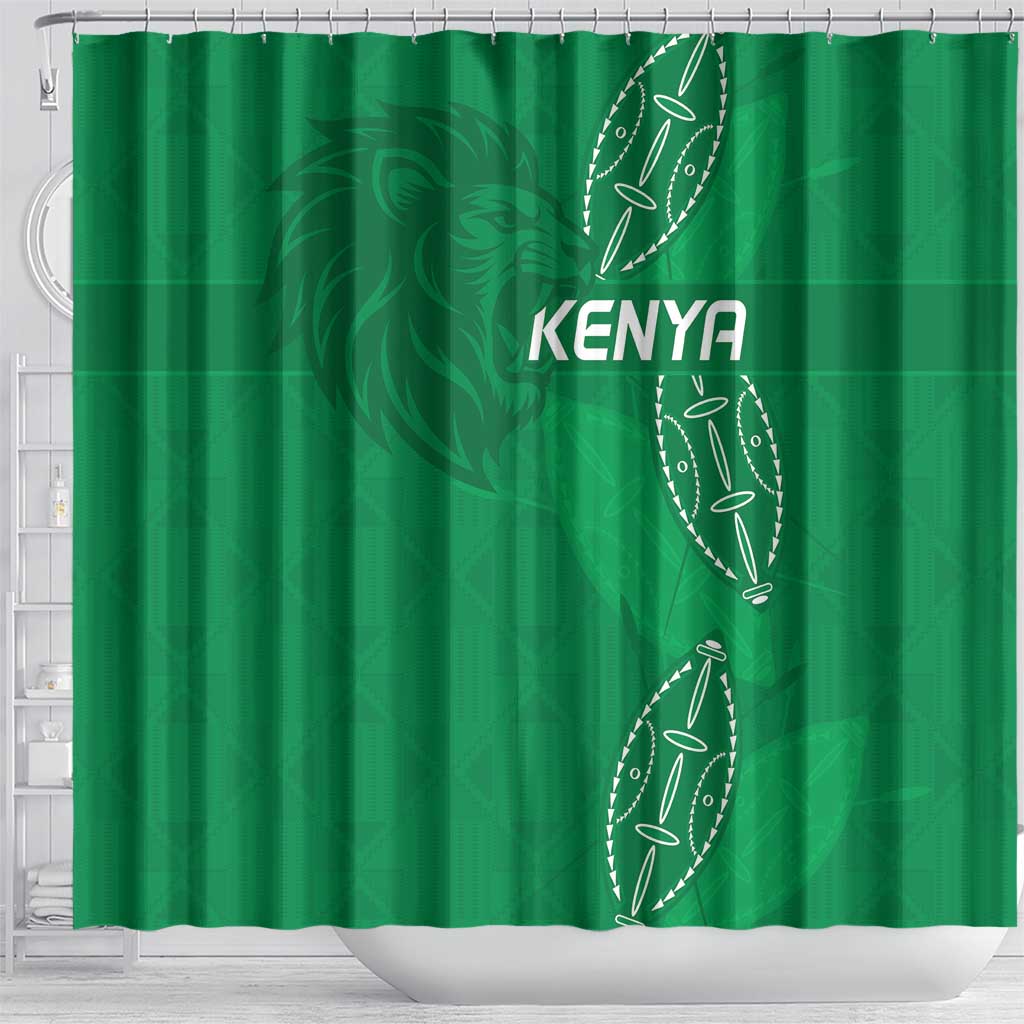 Jamhuri ya Kenya Rugby Shower Curtain Kenyan Shield Style - Green Color