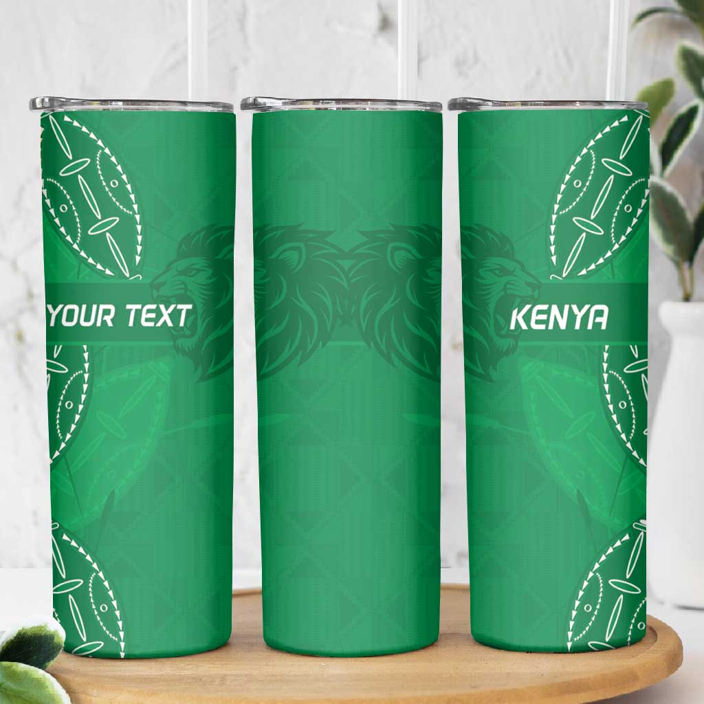 Jamhuri ya Kenya Rugby Custom Skinny Tumbler Kenyan Shield Style - Green Color