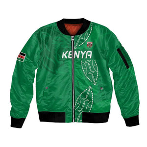 Jamhuri ya Kenya Rugby Custom Sleeve Zip Bomber Jacket Kenyan Shield Style - Green Color