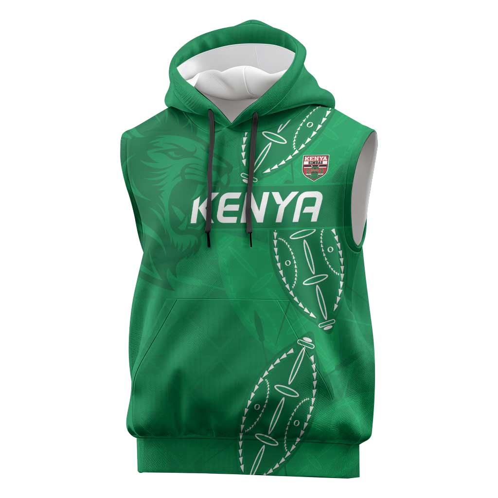 Jamhuri ya Kenya Rugby Custom Sleeveless Hoodie Kenyan Shield Style - Green Color - African Pride