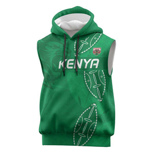 Jamhuri ya Kenya Rugby Custom Sleeveless Hoodie Kenyan Shield Style - Green Color - African Pride