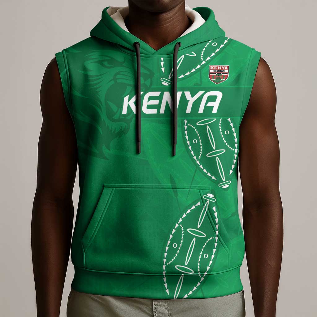 Jamhuri ya Kenya Rugby Custom Sleeveless Hoodie Kenyan Shield Style - Green Color - African Pride