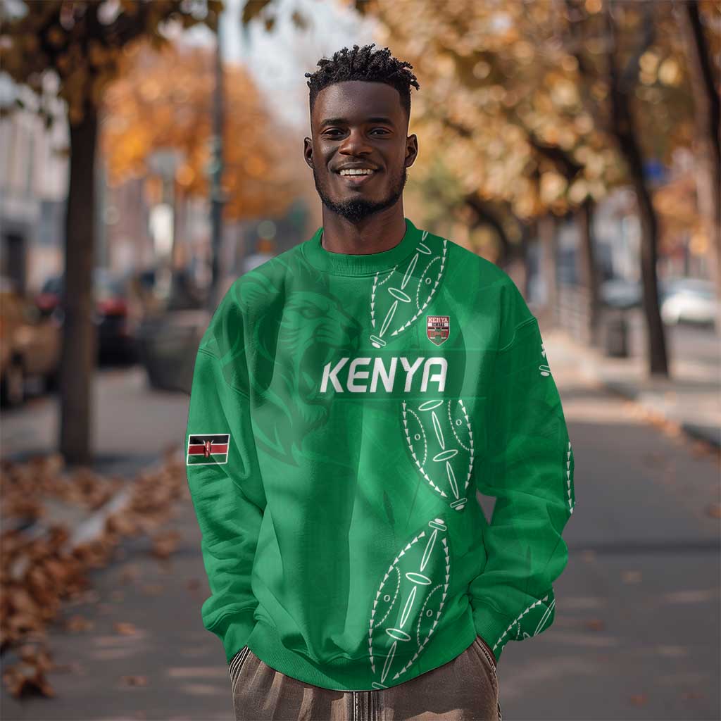 Jamhuri ya Kenya Rugby Custom Sweatshirt Kenyan Shield Style - Green Color