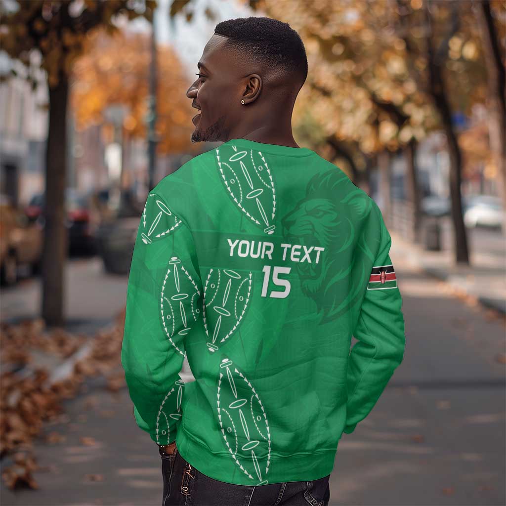 Jamhuri ya Kenya Rugby Custom Sweatshirt Kenyan Shield Style - Green Color