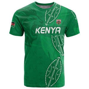Jamhuri ya Kenya Rugby Custom T shirt Kenyan Shield Style - Green Color
