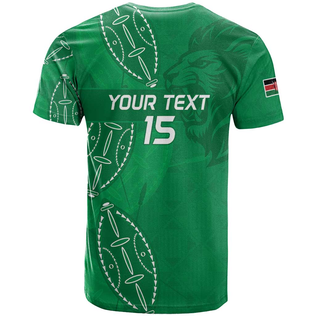 Jamhuri ya Kenya Rugby Custom T shirt Kenyan Shield Style - Green Color