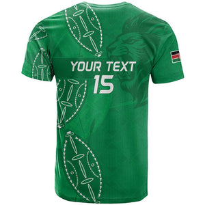 Jamhuri ya Kenya Rugby Custom T shirt Kenyan Shield Style - Green Color