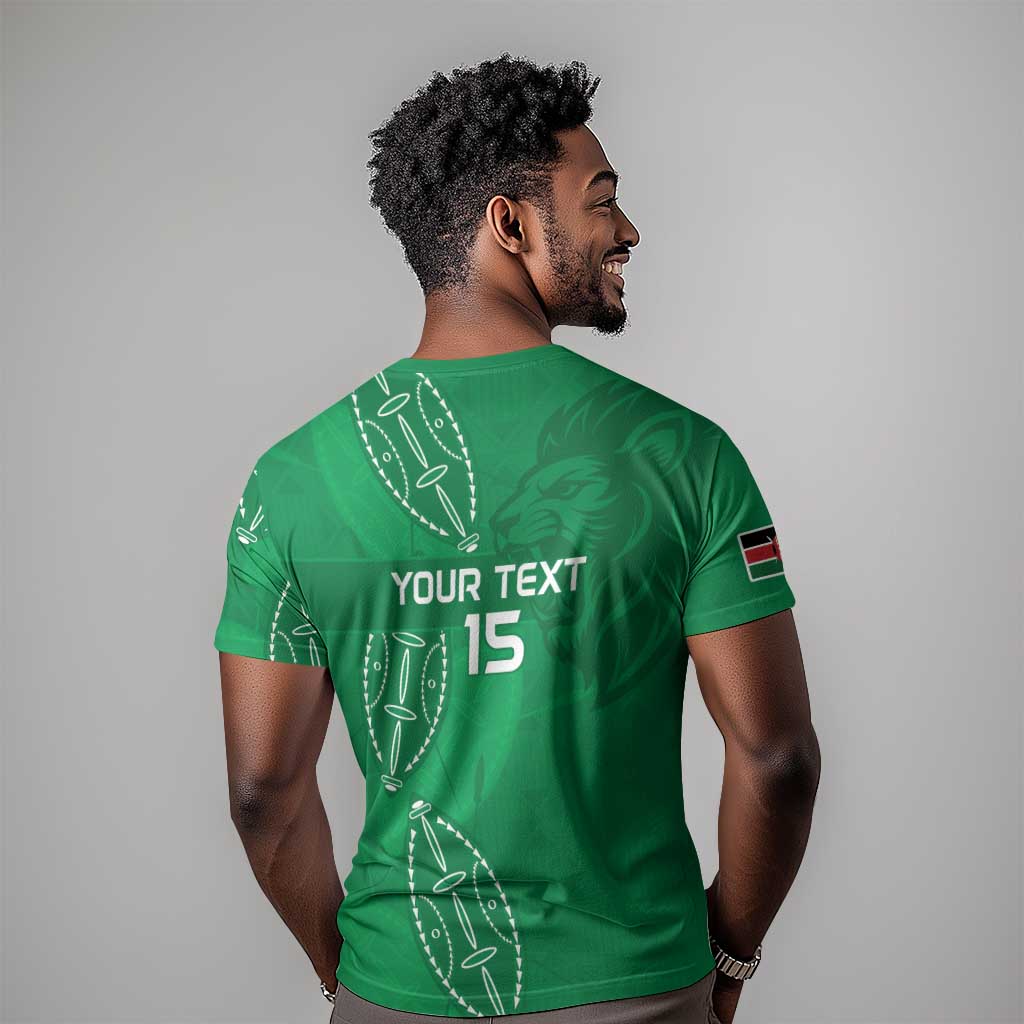 Jamhuri ya Kenya Rugby Custom T shirt Kenyan Shield Style - Green Color