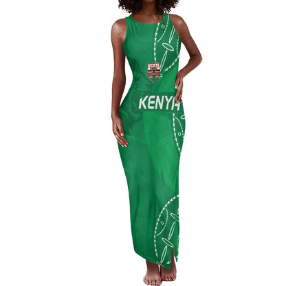 Jamhuri ya Kenya Rugby Custom Tank Maxi Dress Kenyan Shield Style - Green Color