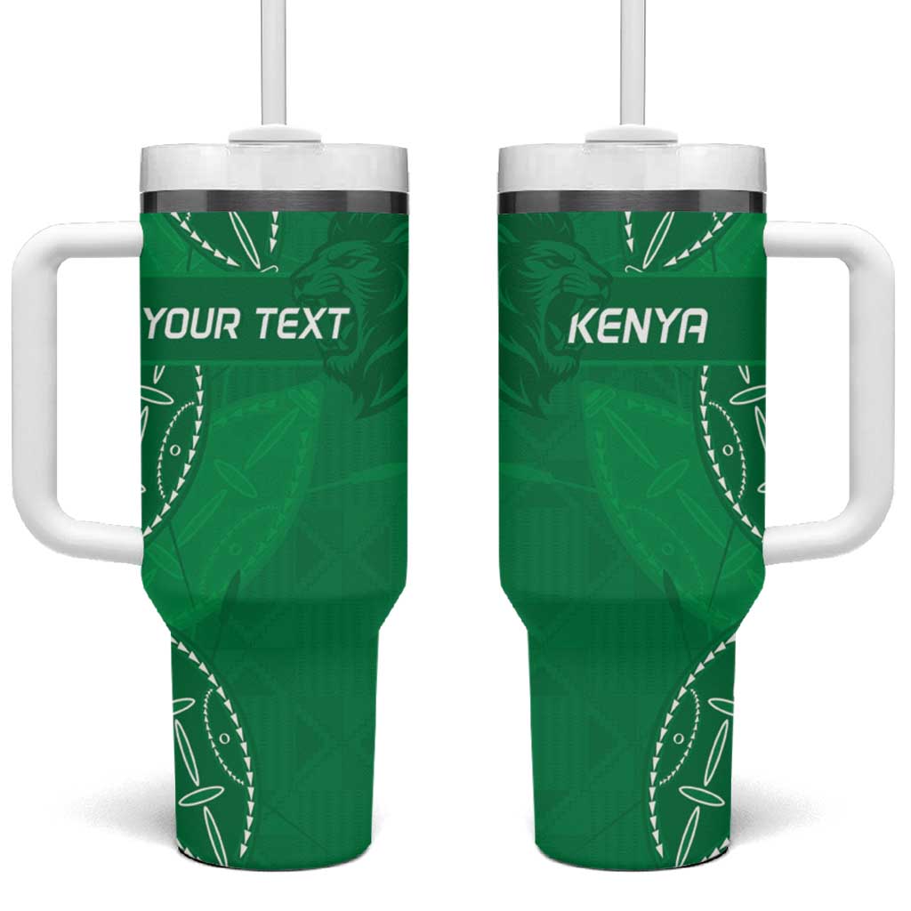 Jamhuri ya Kenya Rugby Custom Tumbler With Handle Kenyan Shield Style - Green Color