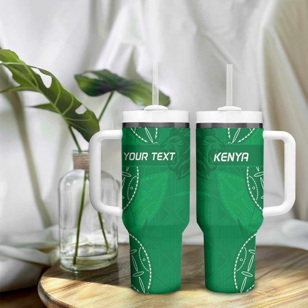 Jamhuri ya Kenya Rugby Custom Tumbler With Handle Kenyan Shield Style - Green Color