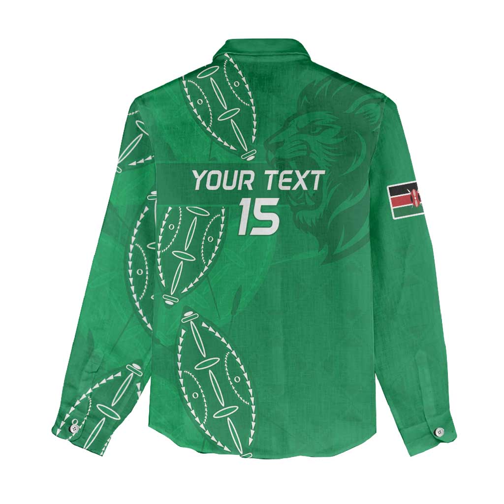 Jamhuri ya Kenya Rugby Custom Women Casual Shirt Kenyan Shield Style - Green Color