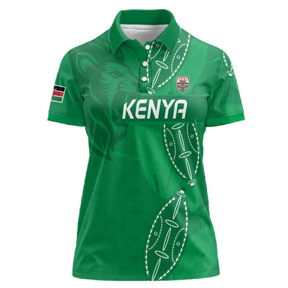 Jamhuri ya Kenya Rugby Custom Women Polo Shirt Kenyan Shield Style - Green Color