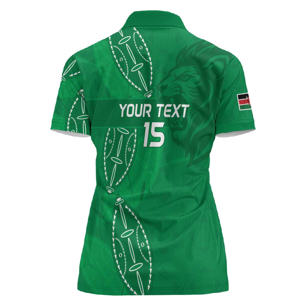 Jamhuri ya Kenya Rugby Custom Women Polo Shirt Kenyan Shield Style - Green Color