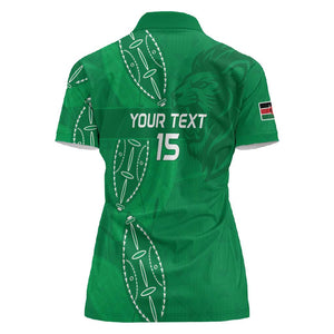 Jamhuri ya Kenya Rugby Custom Women Polo Shirt Kenyan Shield Style - Green Color