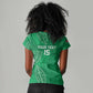 Jamhuri ya Kenya Rugby Custom Women V-Neck T-Shirt Kenyan Shield Style - Green Color