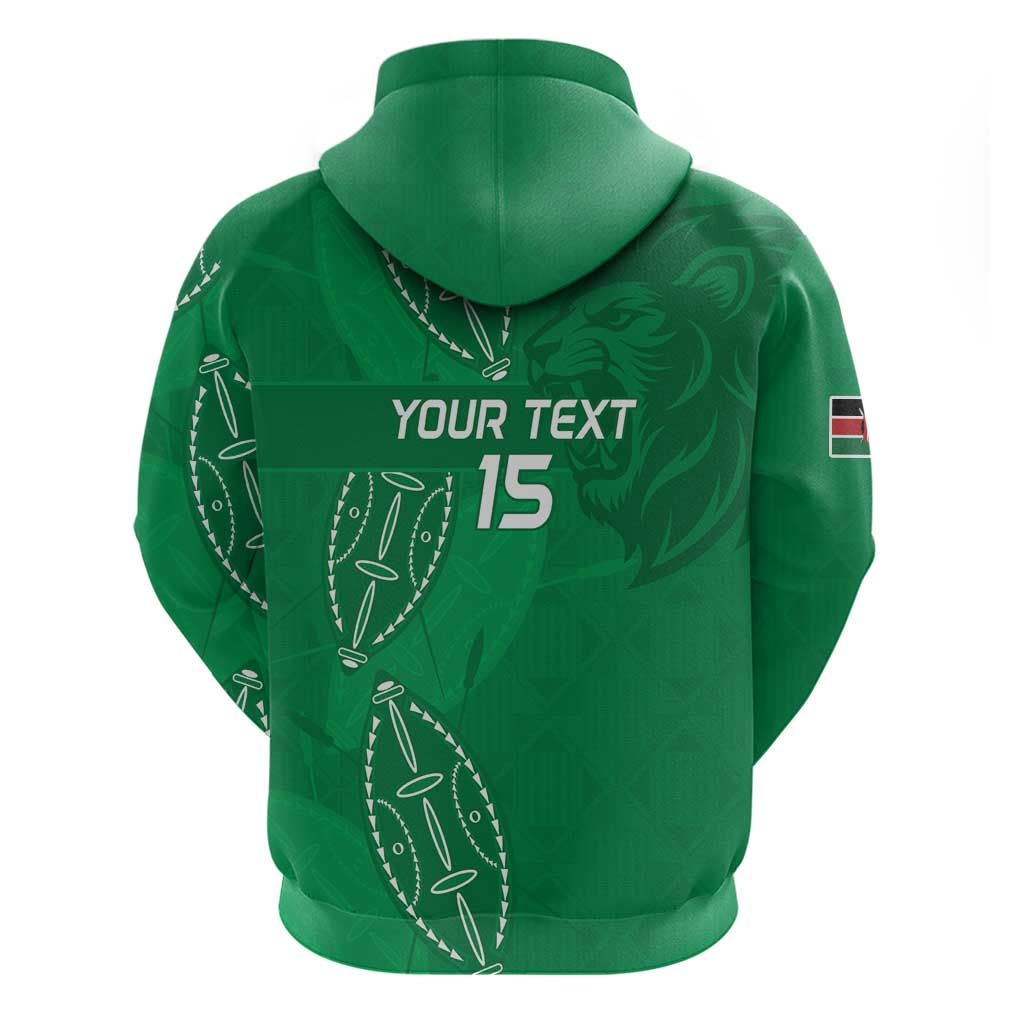 Jamhuri ya Kenya Rugby Custom Zip Hoodie Kenyan Shield Style - Green Color