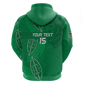 Jamhuri ya Kenya Rugby Custom Zip Hoodie Kenyan Shield Style - Green Color