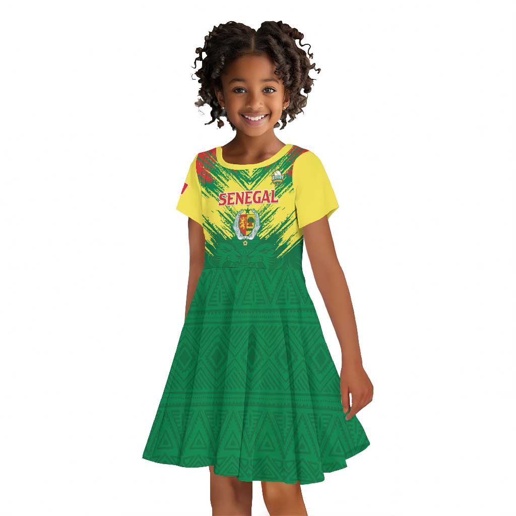 Senegal Rugby Custom Kid Short Sleeve Dress Go Go Go !