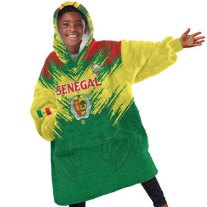 Senegal Rugby Custom Kid Wearable Blanket Hoodie Go Go Go !