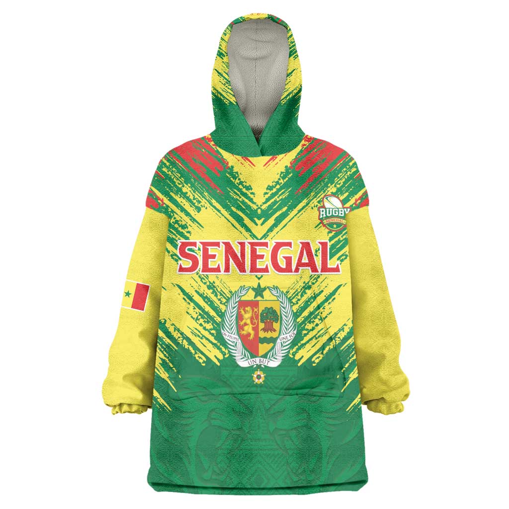 Senegal Rugby Custom Kid Wearable Blanket Hoodie Go Go Go !
