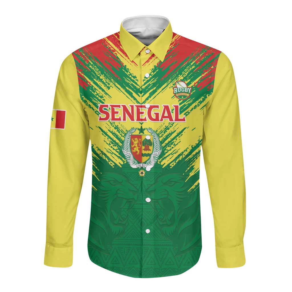 Senegal Rugby Custom Long Sleeve Button Shirt Go Go Go !