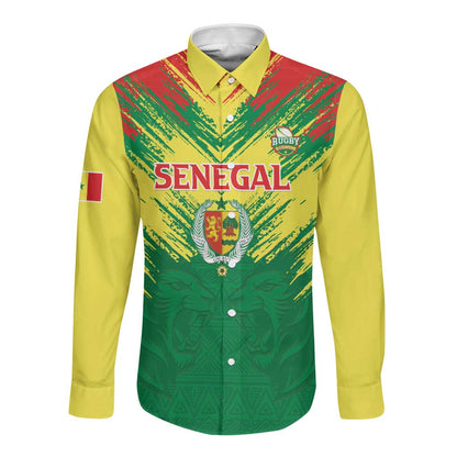 Senegal Rugby Custom Long Sleeve Button Shirt Go Go Go !