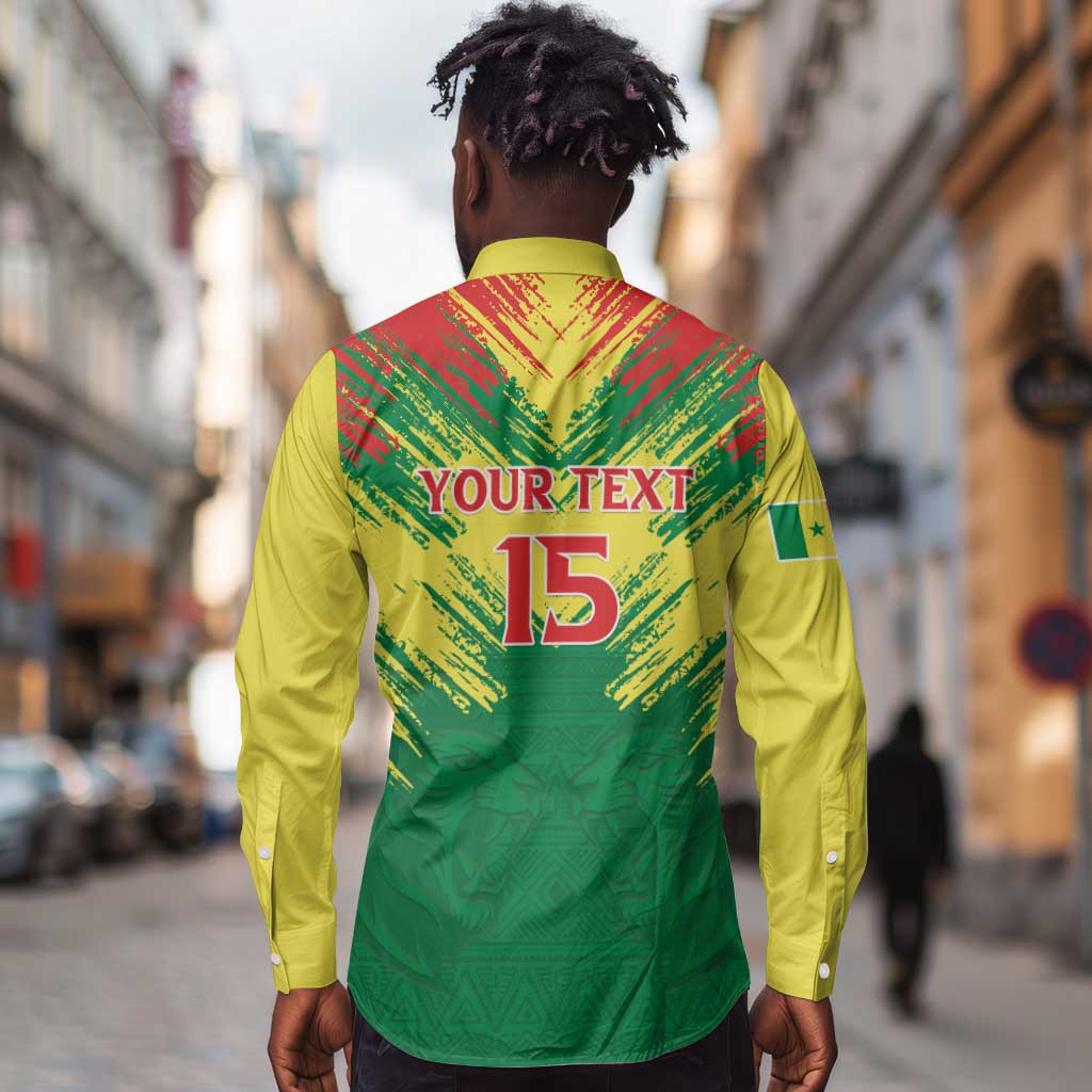 Senegal Rugby Custom Long Sleeve Button Shirt Go Go Go !