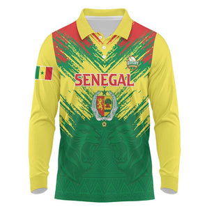 Senegal Rugby Custom Long Sleeve Polo Shirt Go Go Go !