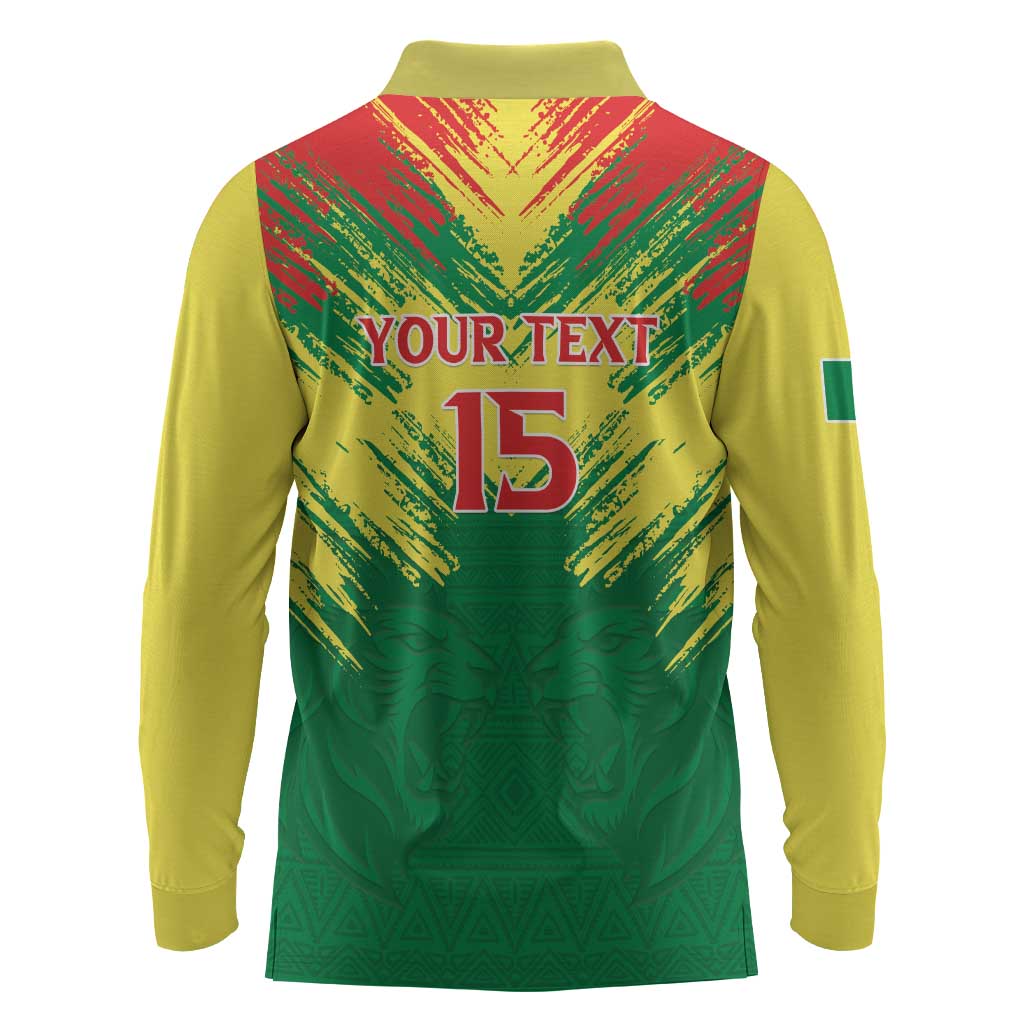 Senegal Rugby Custom Long Sleeve Polo Shirt Go Go Go !