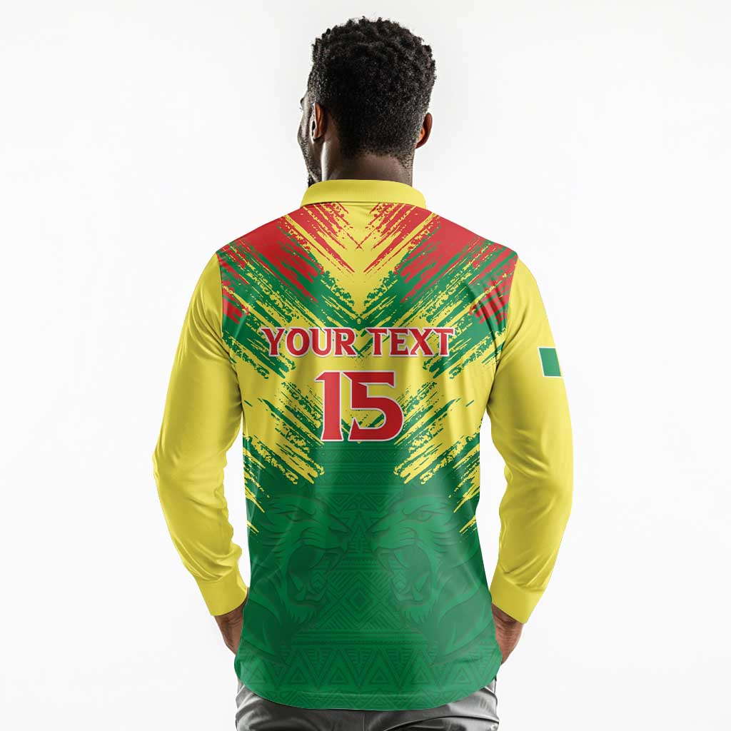 Senegal Rugby Custom Long Sleeve Polo Shirt Go Go Go !