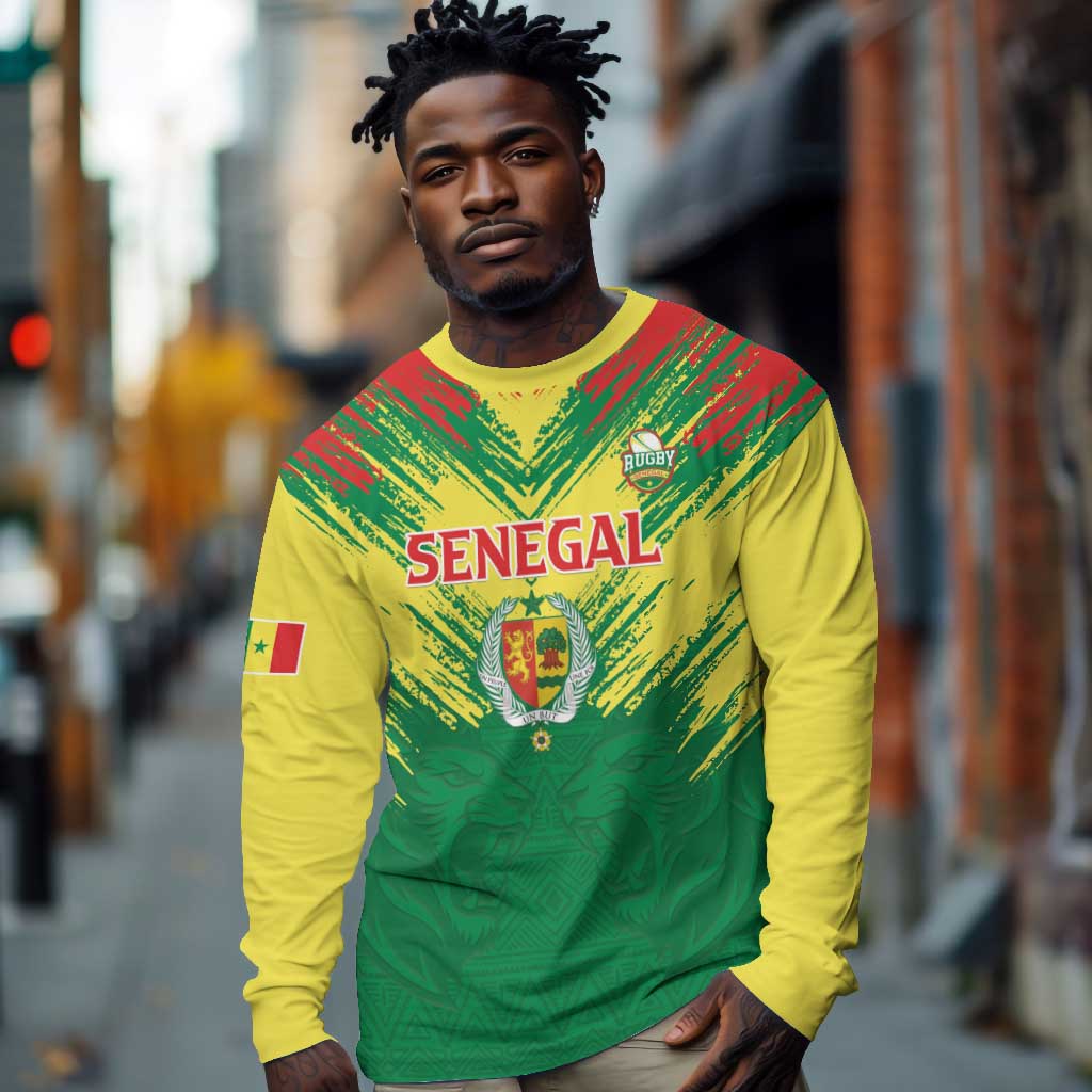 Senegal Rugby Custom Long Sleeve Shirt Go Go Go !