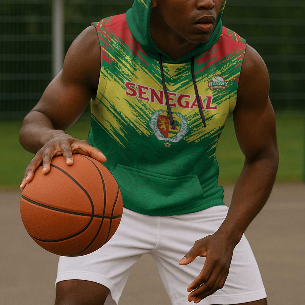 Senegal Rugby Custom Sleeveless Hoodie Go Go Go ! - African Pride