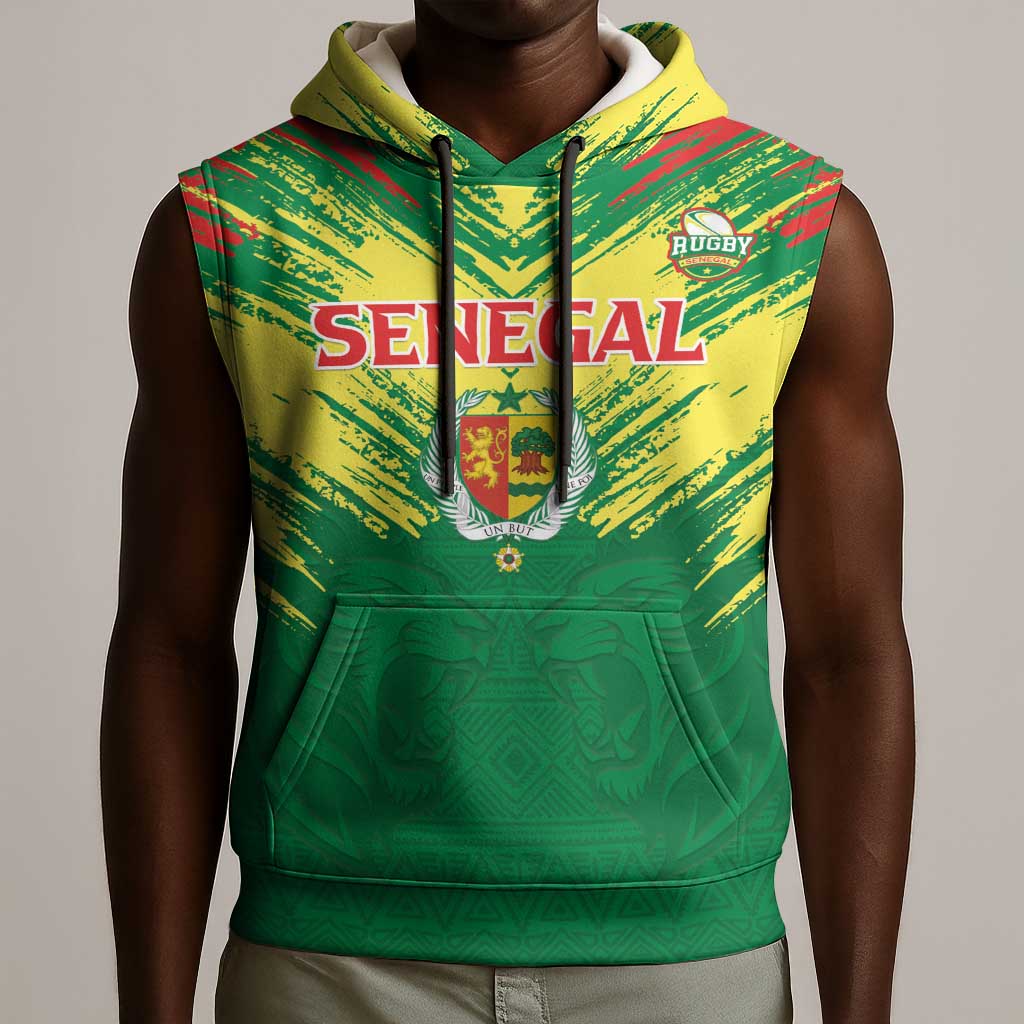 Senegal Rugby Custom Sleeveless Hoodie Go Go Go ! - African Pride
