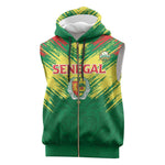 Senegal Rugby Custom Sleeveless Zip Hoodie Go Go Go ! - African Pride