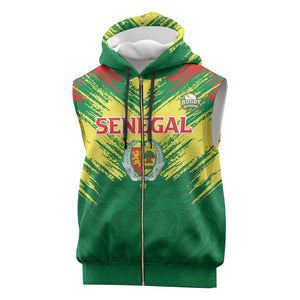 Senegal Rugby Custom Sleeveless Zip Hoodie Go Go Go ! - African Pride