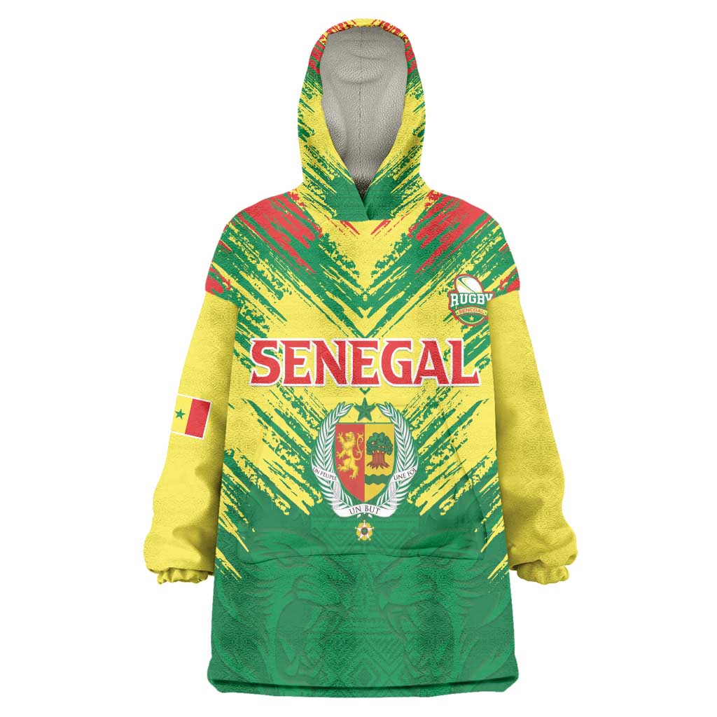 Senegal Rugby Custom Wearable Blanket Hoodie Go Go Go !