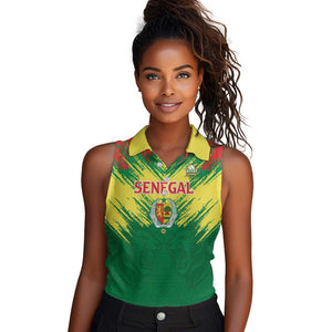 Senegal Rugby Custom Women Sleeveless Polo Shirt Go Go Go !