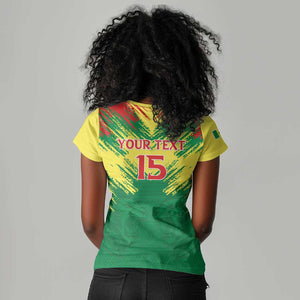 Senegal Rugby Custom Women V-Neck T-Shirt Go Go Go !