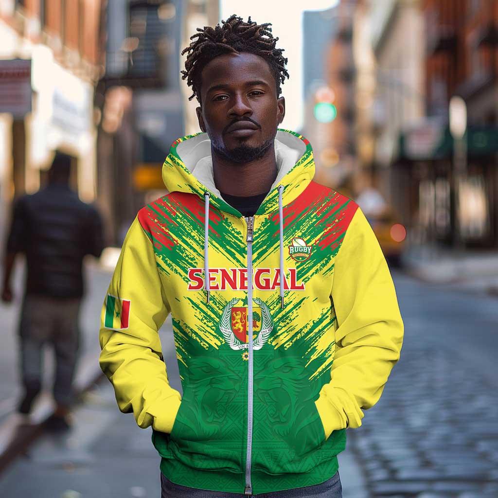 Senegal Rugby Custom Zip Hoodie Go Go Go !