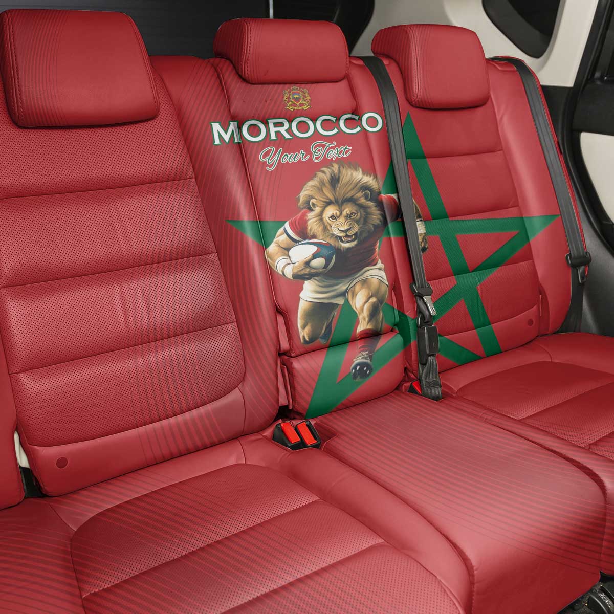 Morocco Rugby Custom Back Car Seat Cover Come On Atlas Lions